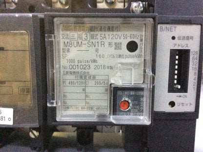 三菱電機　変成器付 屋内耐候形 普通電力計 通信機能付 特殊電圧 検定不可　M8UM-SN1R 5A 120V 50-60Hz B/NET PT480/120V CT200/5A
