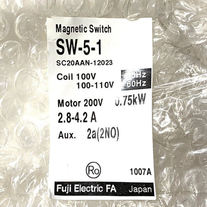 富士電機　電磁開閉器　SW-5-1 0.75kW