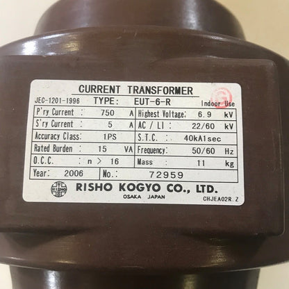 利昌工業　変流器　EUT-6-R　750/5A