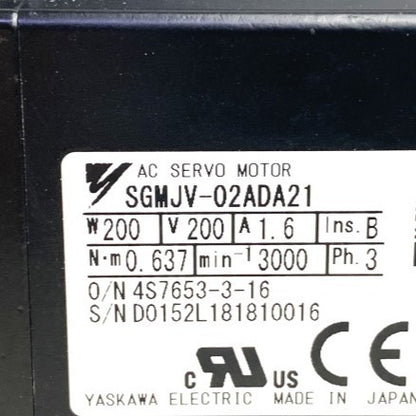 YASUKAWA　回転型サーボモータ　SGMJV-02ADA21