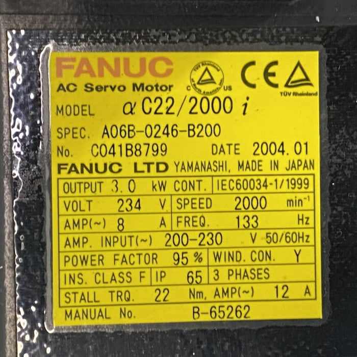 ファナック　ACサーボモーター　A06B-0246-B200