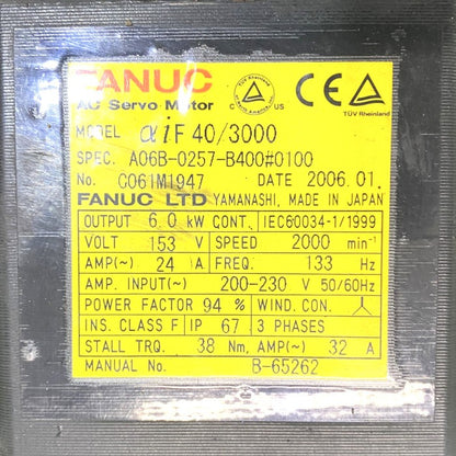 ファナック　ＡＣサーボモーター　A06B-0257-B400#0100