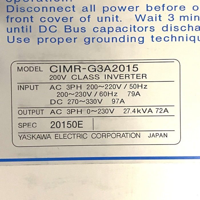 安川電機　バリスピード（インバーター）　CIMR-G3A2015