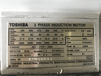 東芝産業機器システム　モーター　TIKK-FCKAW21　400V　15kW　2POLE