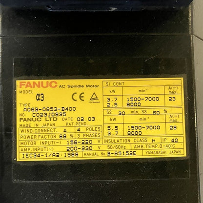 FANUC　サーボモーター　A06B-0853-B400