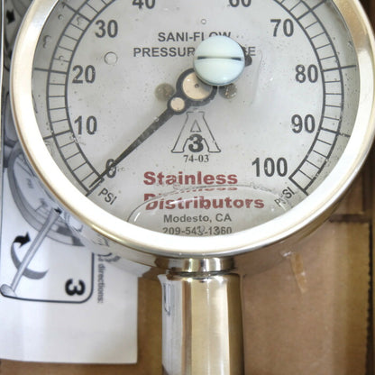 Stainless Distributors　サニフロー圧力ゲージ　3S-D-2U-GF-BT-SS