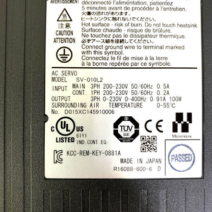キーエンス　ACサーボシステム　SV-010L2