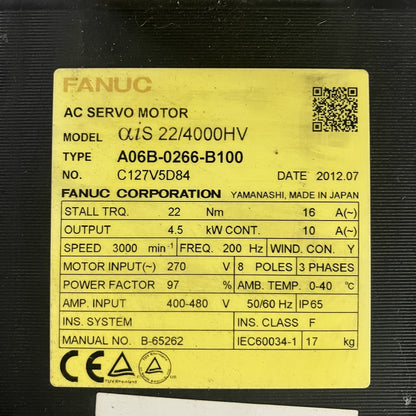FANUC　ファナック　ACサーボモータ　A06B-0266-B100