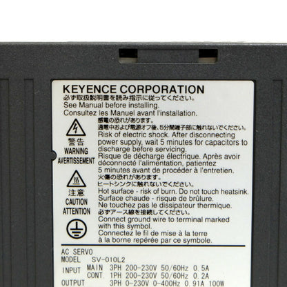 キーエンス　ACサーボシステム（箱無し・未使用）SV-010L2