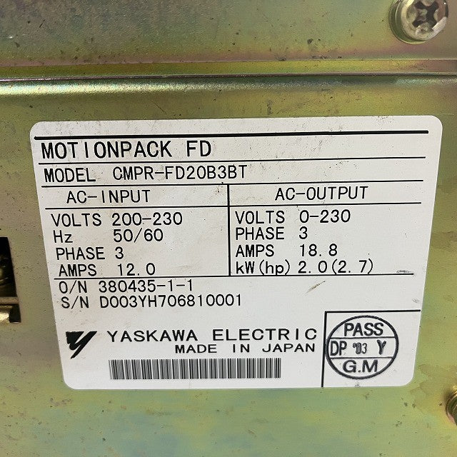 YASKAWA　安川電機　サーボパック　CMPR-FD20B3BT38A