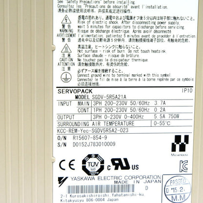 安川電機　サーボパック　SGDV-5R5A21A