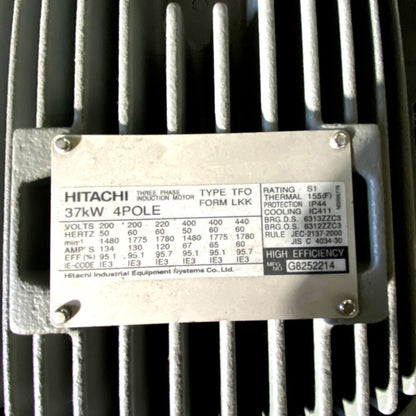 日立産機ｼｽﾃﾑ　モーター　TFO-LKK 37KW 4P 200/400V