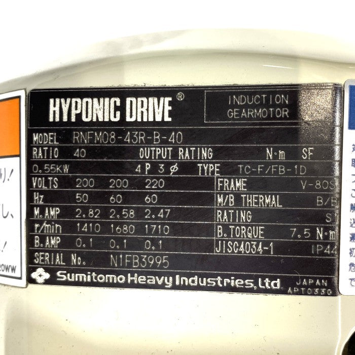 住友重機械工業　ハイポニック減速機　RNFM08-43R-B-40