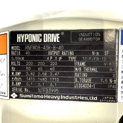 住友重機械工業　ハイポニック減速機　RNFM08-43R-B-40