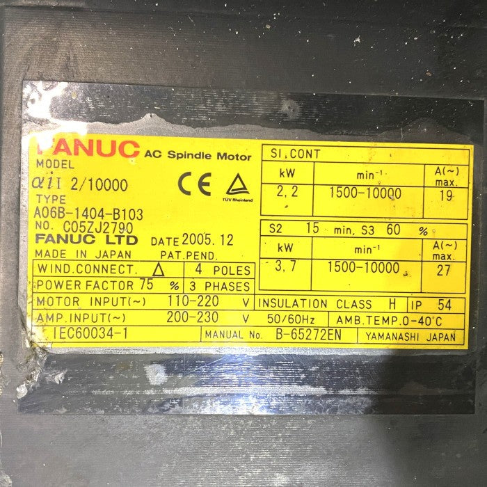 ファナック　ＡＣスピンドルモーター　A06B-1404-B103