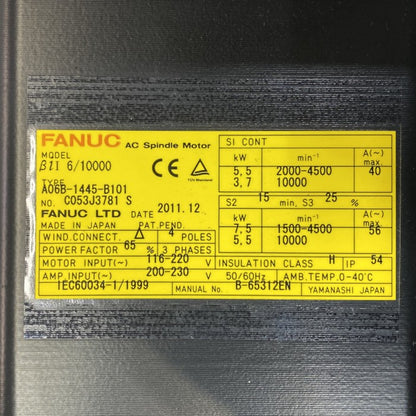 ファナック　ACスピンドルモーター　A06B-1445-B101
