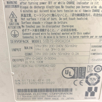 安川電機　サーボパック　SGD7S-R90A20A