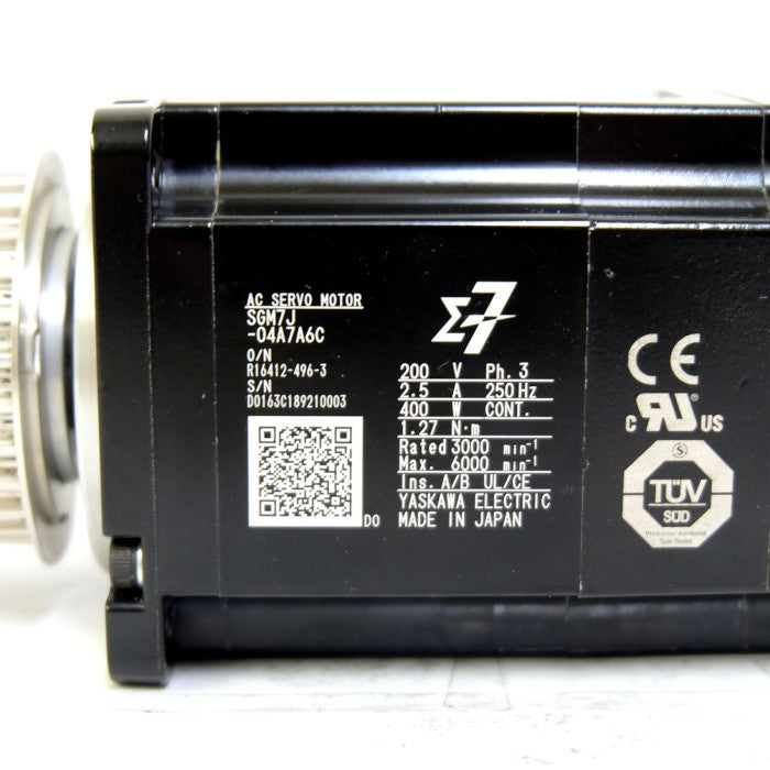 安川電機　Σ7 ﾓｰﾀ 400W ABS ｷｰ付 BR付　SGM7J-04A7A6C