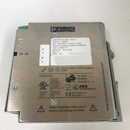 PHENIX　CONTACT　パワーサプライ　QUINT-PS-100-240AC/24DC/ 5　2938581