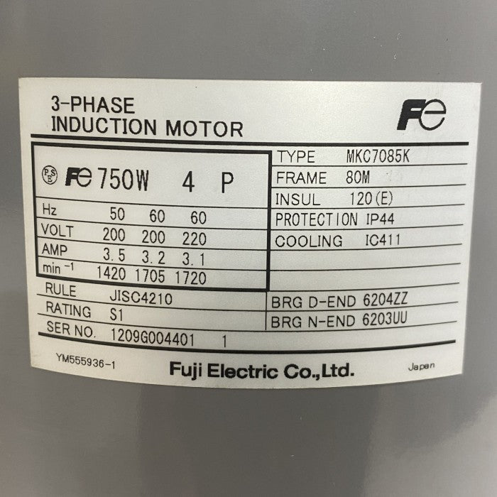 富士電機　ブレーキモータ　MKC7085K 0.75Kw 4P 200V