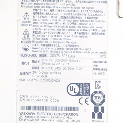 安川電機　サーボパック　SGD7S-5R5A20A