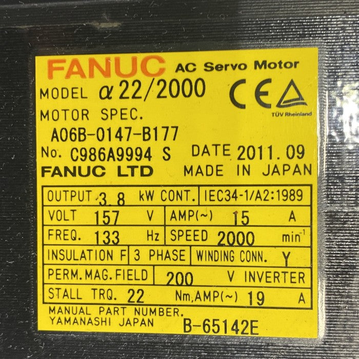 ファナック　ACサーボモータ　A06B-0147-B177
