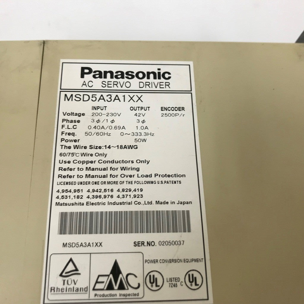 Panasonic　パナソニック　ACサーボドライバー　MSD5A3AXX