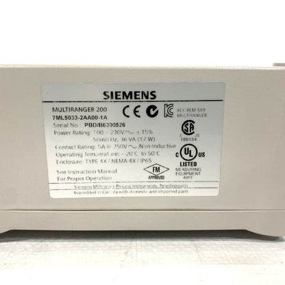 SIEMENS　超音波式レベル計　MULTIRANGER200