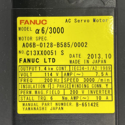 ファナック　ACサーボモーター　A06B-0128-B585/0002